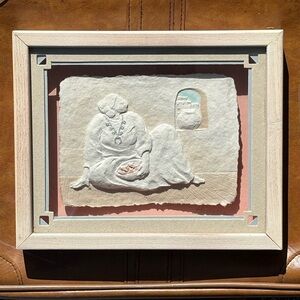 Vintage Hand Cast Paper Art, Soft White